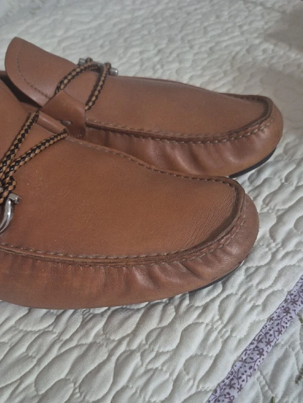 Salvatore Ferragamo Tan Leather Bit-Trim Loafers Size 11.